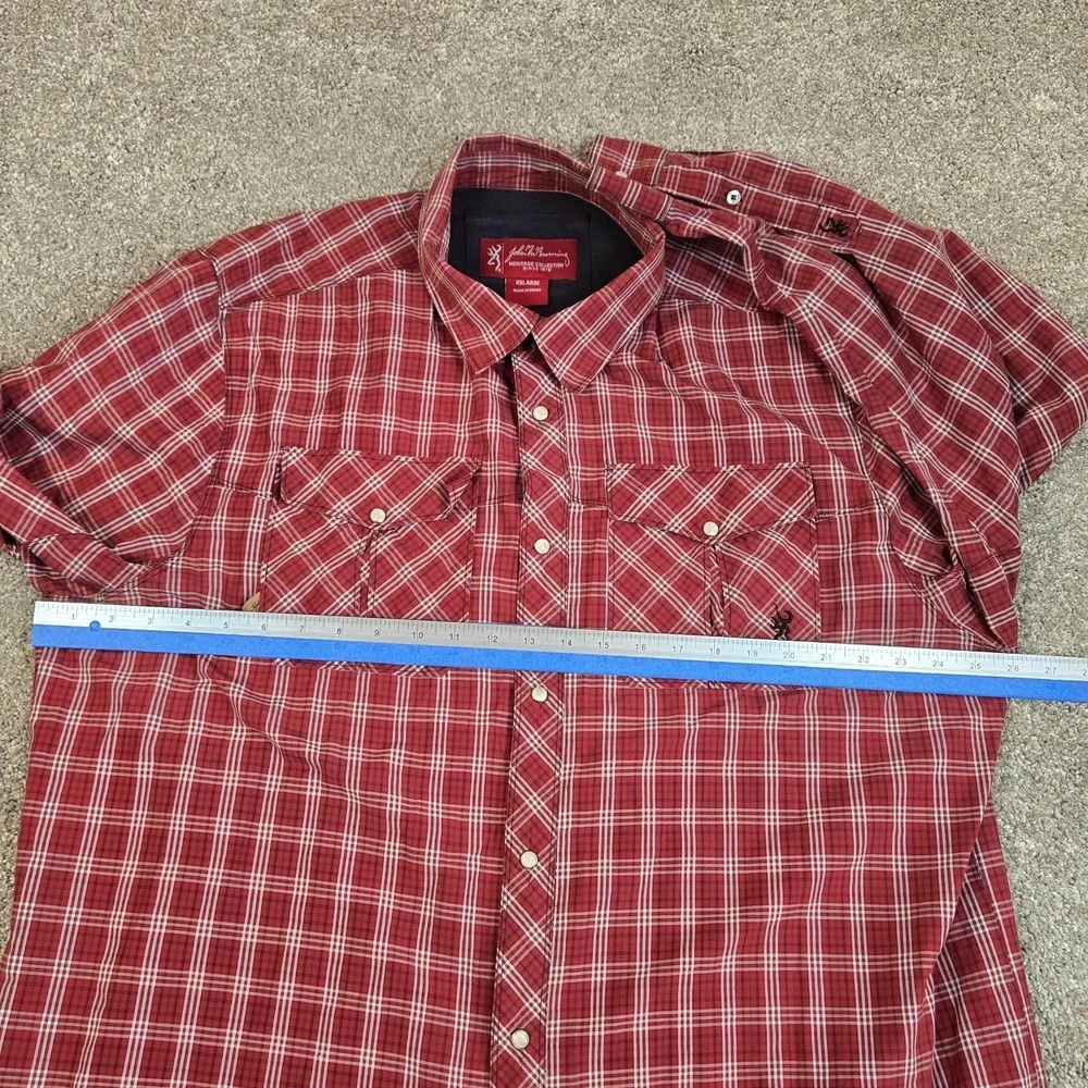 John Browning Heritage Collection Plaid Long Sleeve Pearl Snap Size 2XL‎ Red